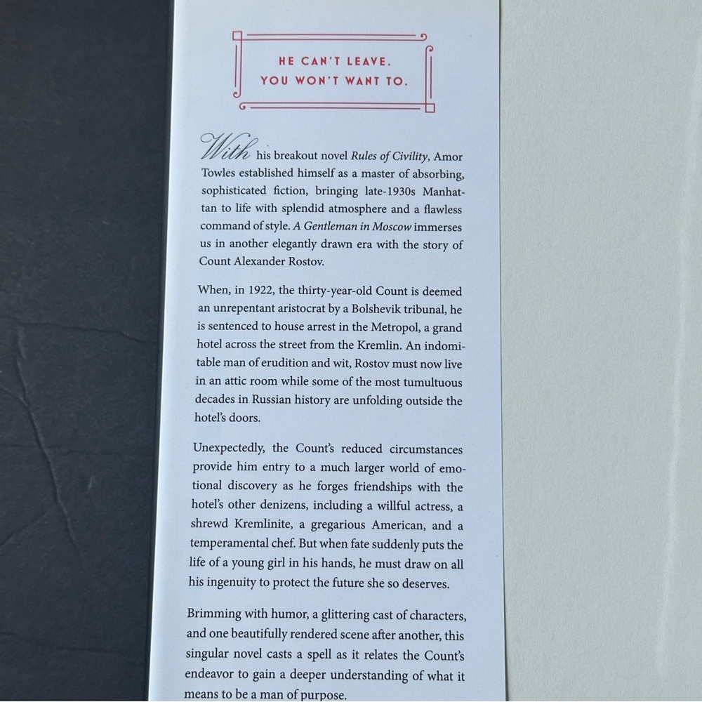 A Gentleman in Moscow by Amor Towels | Historical Fiction | Hardcover Book - Picture 8 of 9